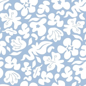 Tropical Squiggles White on Blue