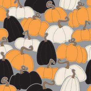 Patchy Pumpkins (Orange Black White on Gray)