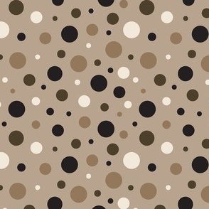 Pop Dots (Black White on Brown)