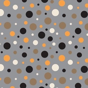 Pop Dots (Orange BrownBlack White on Gray)