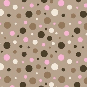 Pop Dots (Pink White on Brown)