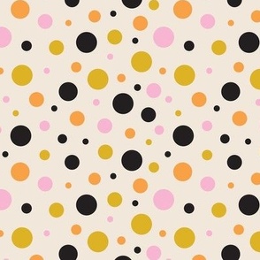 Pop Dots (Pink Gold Black Orange on Cream)
