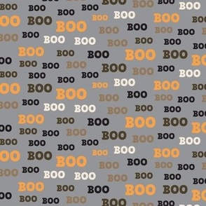 Boo Words (Orange Black White Brown on Gray)