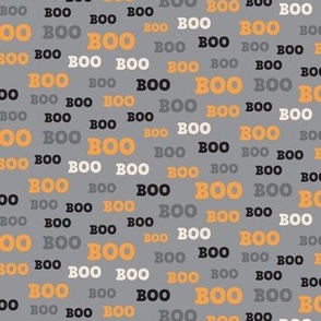 Boo Words (Orange Black White on Gray)