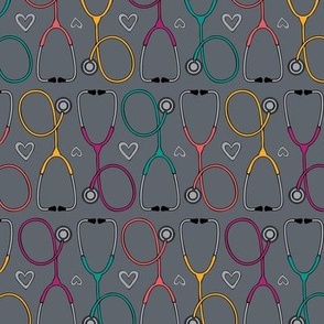 Stethoscope Hearts (on Dk Gray)