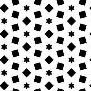 Stars and Squares Pattern-black and white