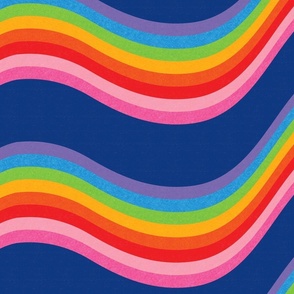 Rainbow Wave in Navy by Liz Conley