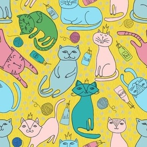 Cats birthday Pattern 2 Yellow