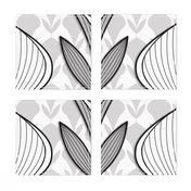 Calla Lily Geometric Damask - neutral grey - XLarge - lilies, geometric flowers