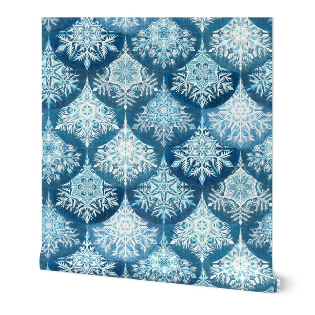 Frozen Mermaid Snowflake Scales in Denim Blue - large