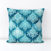 Frozen Mermaid Snowflake Scales in Teal Blue - large