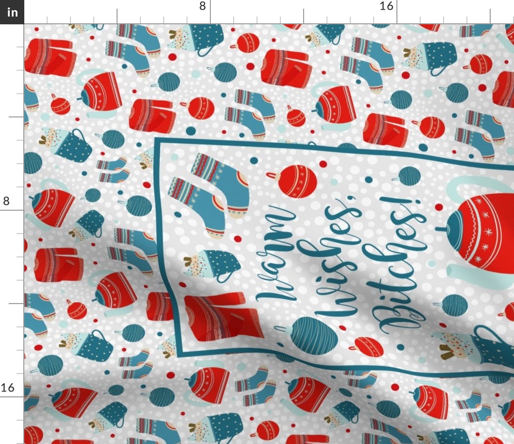 Large 27x18 Fat Quarter Panel Wall or Door Hanging Tea Towel Size Warm Winter Wishes Bitches Sarcastic and Sweary Holiday Christmas Comforts
