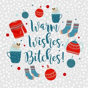 18x18 Square Panel for Cushion or Pillow Warm Winter Wishes Bitches Sarcastic and Sweary Holiday Christmas Comforts