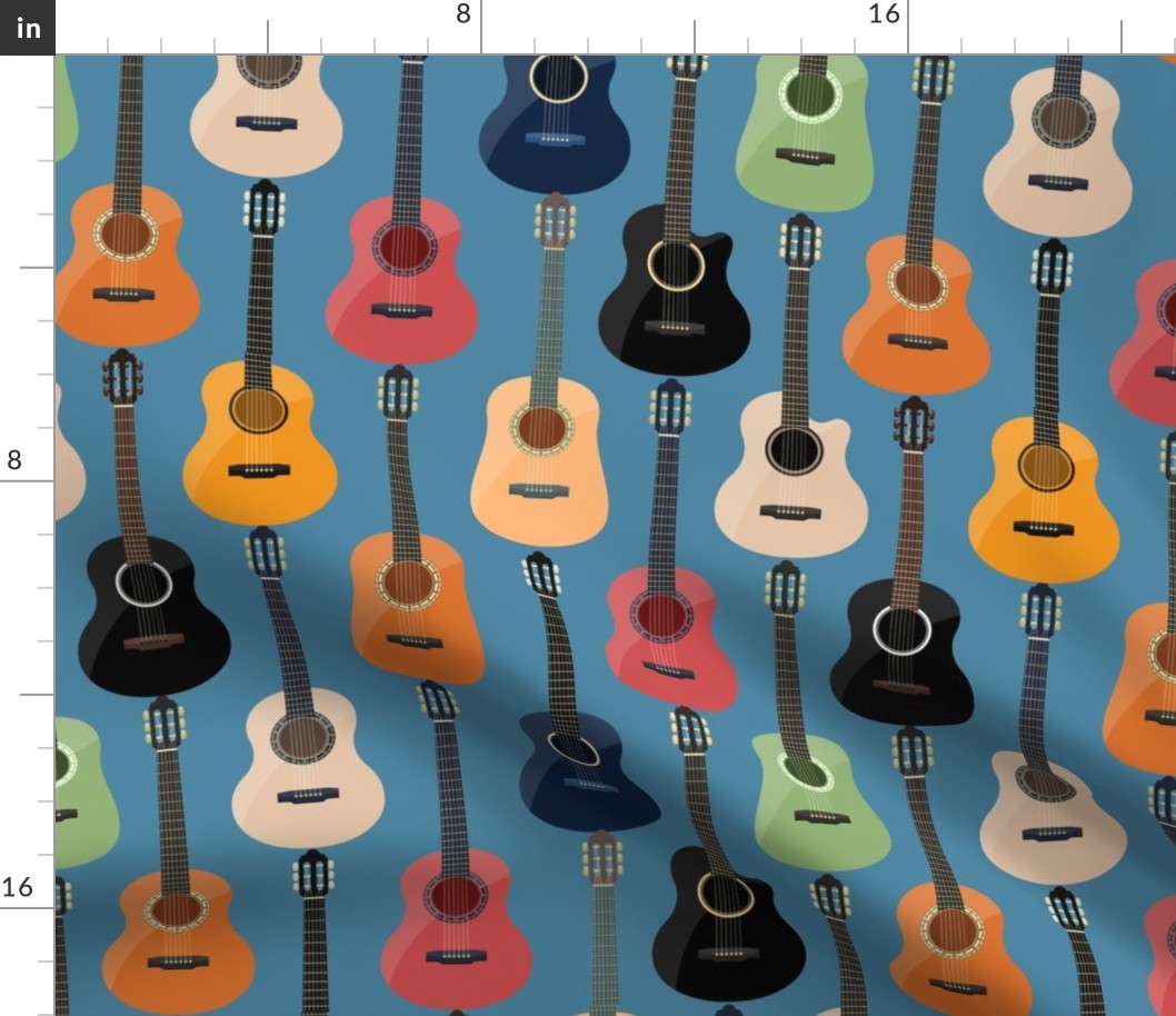 Large Scale Guitars on Blue