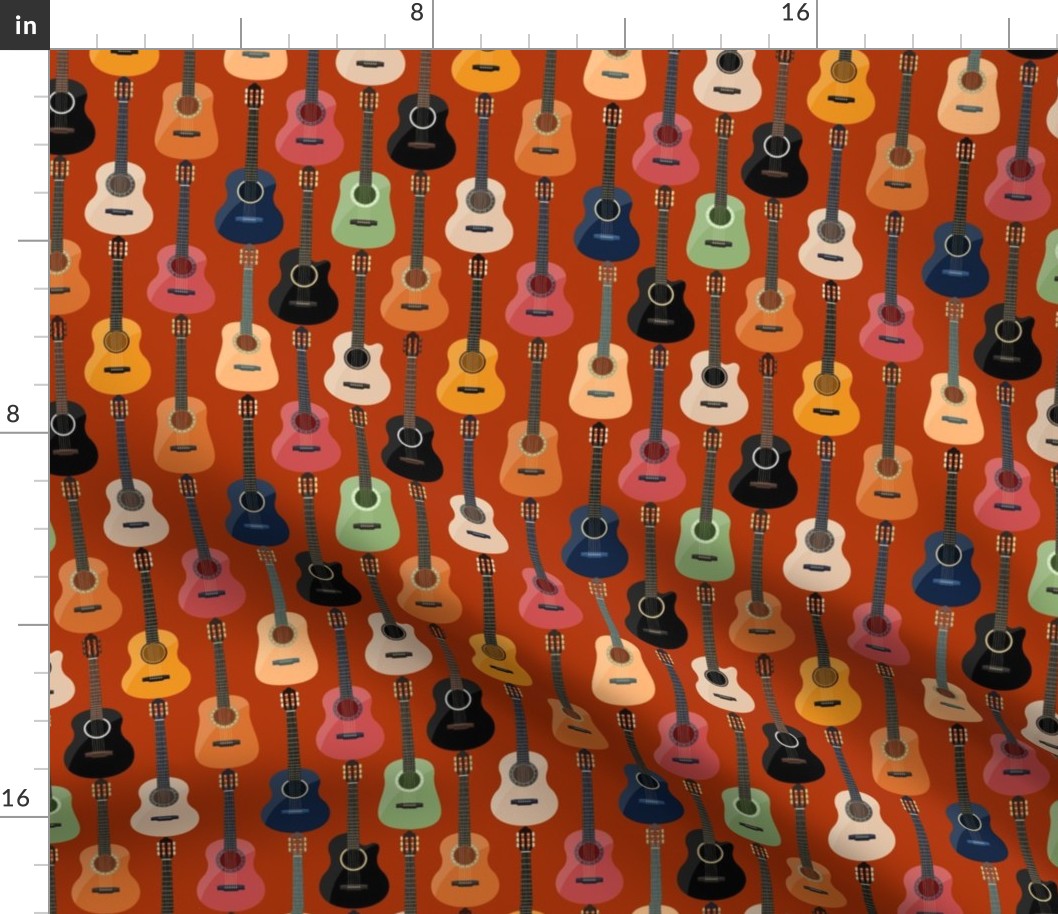 Medium Scale Guitars on Burnt Orange