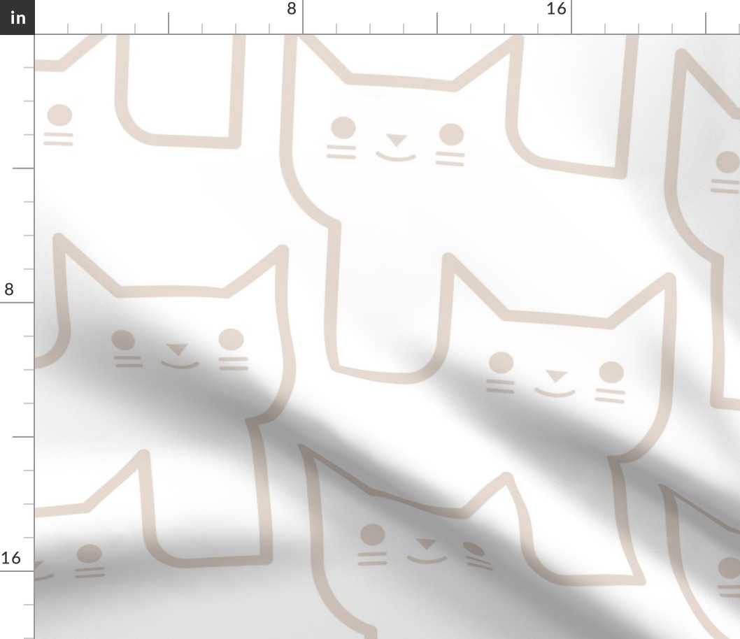 Continuous Line Cats Taupe- Neutral Geometric Minimalist Cat- Large Scale- Wallpaper- Home Decor