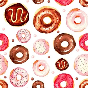 Large Scale Frosted Donuts Strawberry Pink and Chocolate Brown