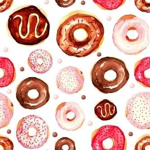 Medium Scale Frosted Donuts Strawberry Pink and Chocolate Brown