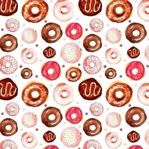 Small Scale Frosted Donuts Strawberry Pink and Chocolate Brown