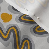 Oak Chevron - mustard and grey - small scale 