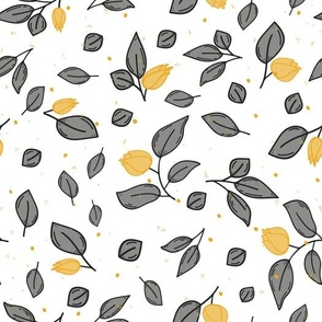 Yellow and grey tulips pattern