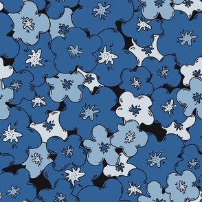 Big simple monochromatic blue flowers pattern
