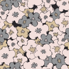 Big abstract flower pattern in neutral colors