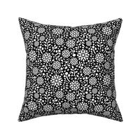 Black and White Mid Century Floral Small