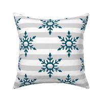 Snowflakes on Gray and White Stripes-Large