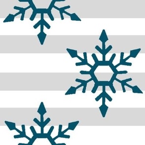 Snowflakes on Gray and White Stripes-Large