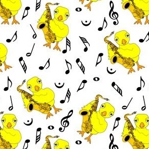 Saxophone Chick Music Notes White