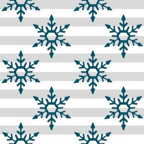 Winter Snowflakes on Gray and White Stripes-Small