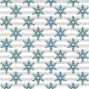 Christmas Snowflakes on Gray and White Stripes-Tiny