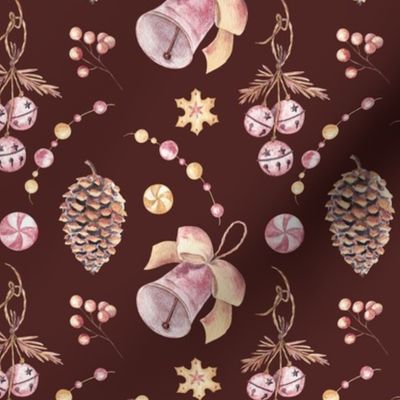 Christmas vintage design on chocolate brown