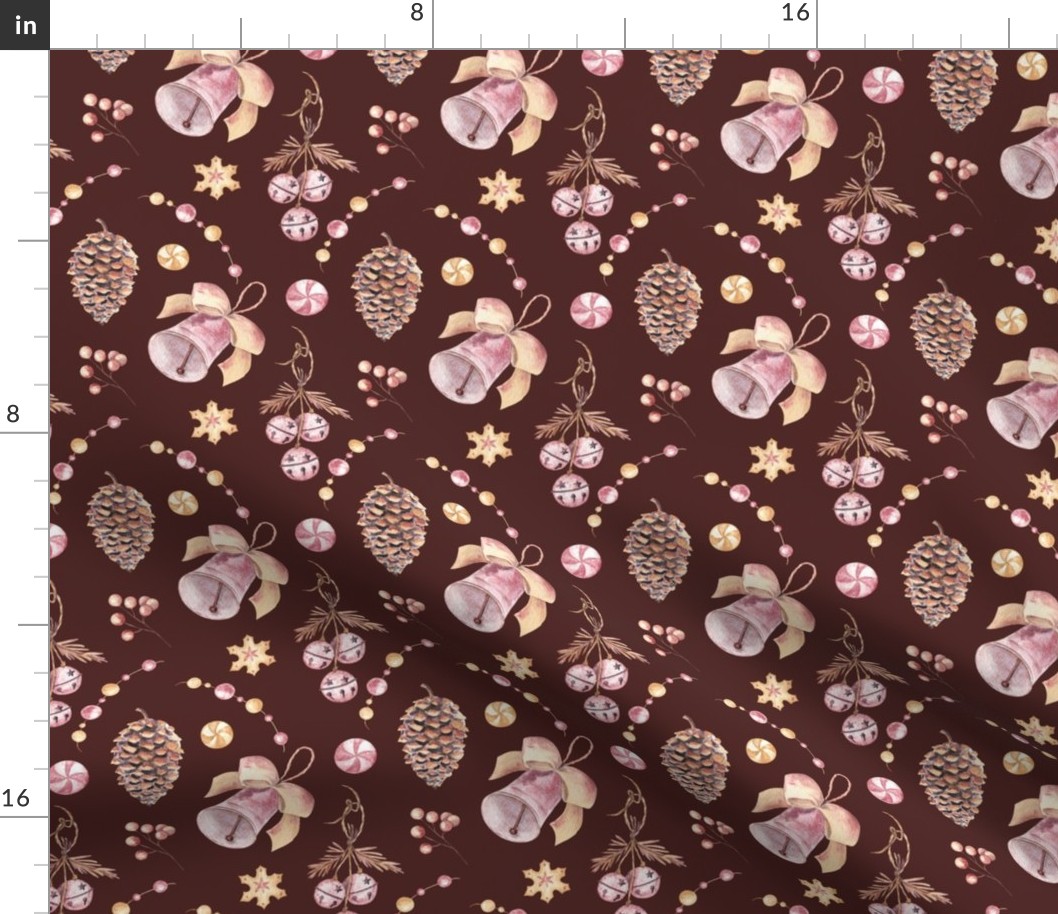 Christmas vintage design on chocolate brown