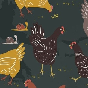 (L)Happy Farm Chickens, dark, Large-scale