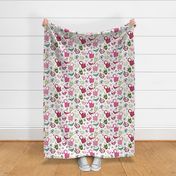 Large Scale Pink and Green Cozy Winter Coffee Holiday Tea Time