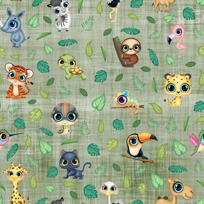 tropical safari olive linen