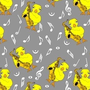 Saxophone Chick White Music Notes Grays Gray