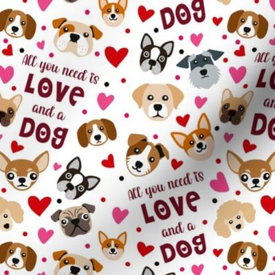 Medium Scale All You Need is Love Puppy Dogs and Hearts