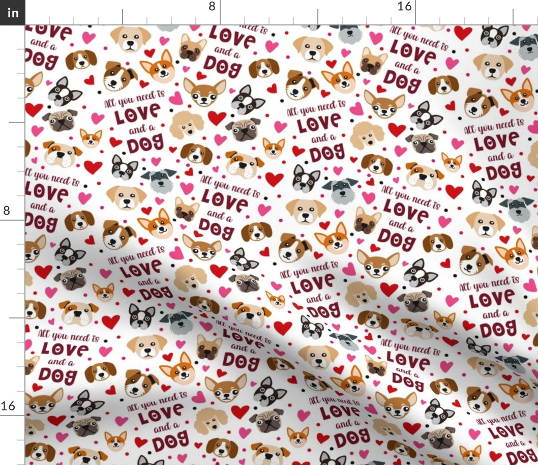 Medium Scale All You Need is Love Puppy Dogs and Hearts