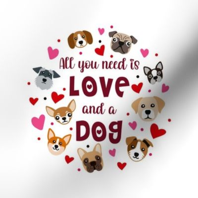  Swatch 8x8 Square Fits 6" Hoop for Embroidery or Wall Art DIY Pattern Kit Template Quilt Square All You Need is Love Puppy Dogs and Hearts