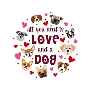  Swatch 8x8 Square Fits 6" Hoop for Embroidery or Wall Art DIY Pattern Kit Template Quilt Square All You Need is Love Puppy Dogs and Hearts