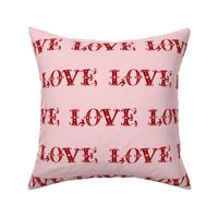 Large Scale Red Lace Love Letters on Cotton Candy Pink