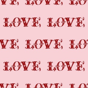 Large Scale Red Lace Love Letters on Cotton Candy Pink