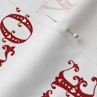 Large Scale Red Lace Love Letters on White