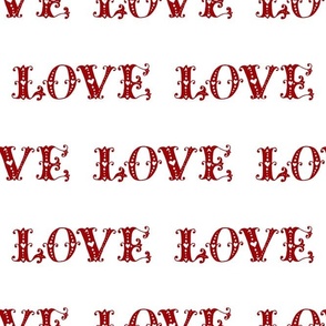 Large Scale Red Lace Love Letters on White