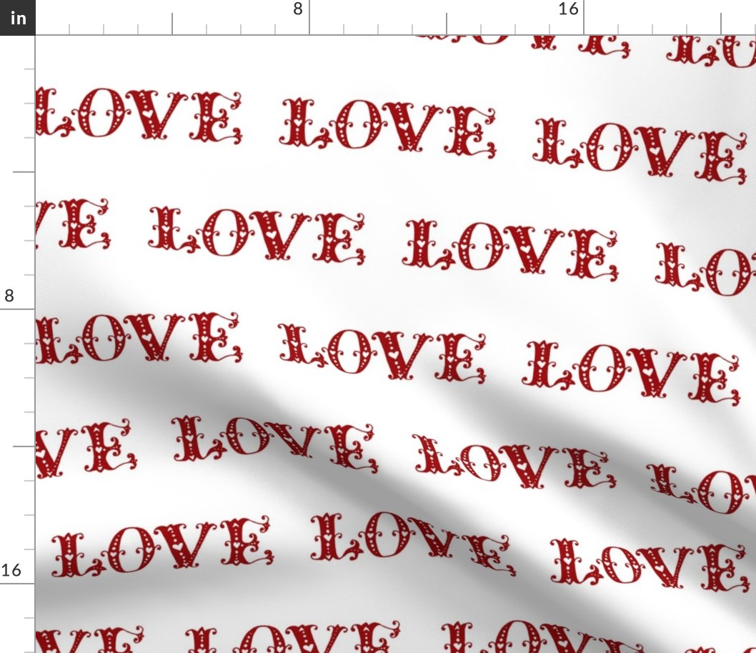 Large Scale Red Lace Love Letters on White