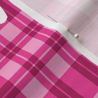 18x18 Square Panel for Cushion or Pillow  Be Mine Hot Pink and White Valentine Plaid