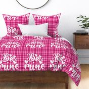 18x18 Square Panel for Cushion or Pillow  Be Mine Hot Pink and White Valentine Plaid